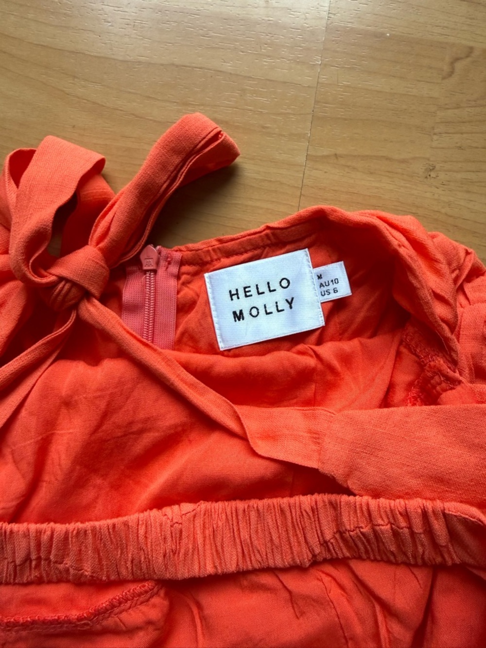 Orange Strapless Ruched Ruffle Mini Dress - Picture 10 of 11